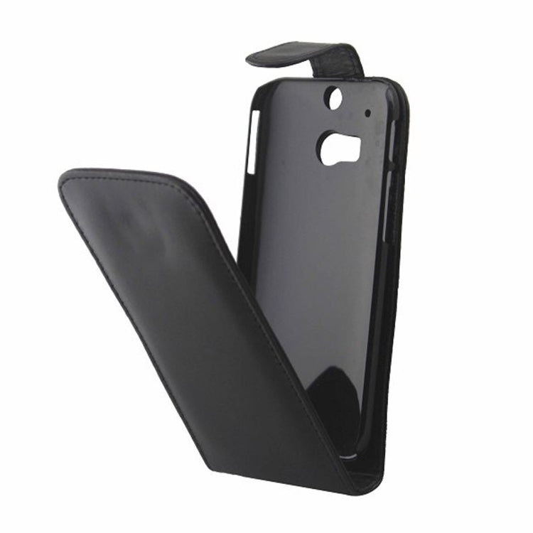 For HTC One M8 Vertical Flip Magnetic Snap Leather Case(Black)