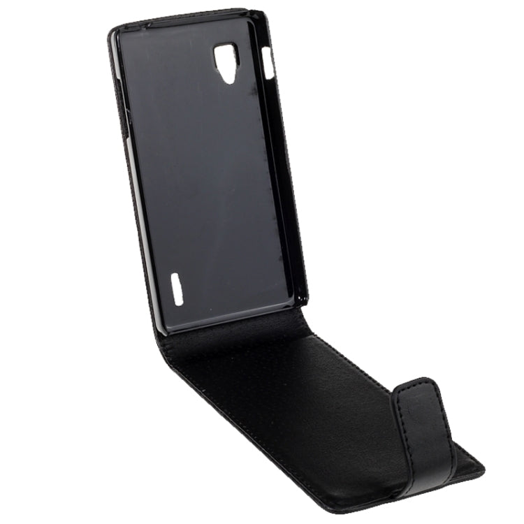 For LG Optimus G / E973 Vertical Flip Magnetic Snap Leather Case(Black)