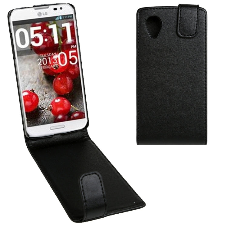 For LG Optimus G Pro / E980 Vertical Flip Magnetic Snap Leather Case(Black)