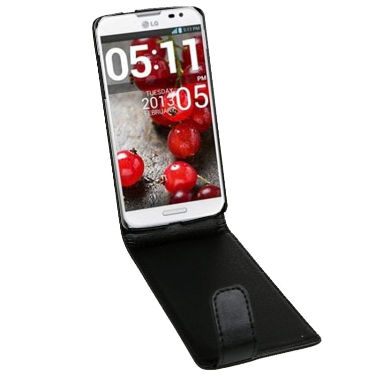 For LG Optimus G Pro / E980 Vertical Flip Magnetic Snap Leather Case(Black)