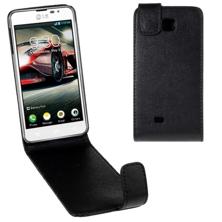 Vertical Flip Magnetic Snap Leather Case for LG Optimus F5 / P875(Black)