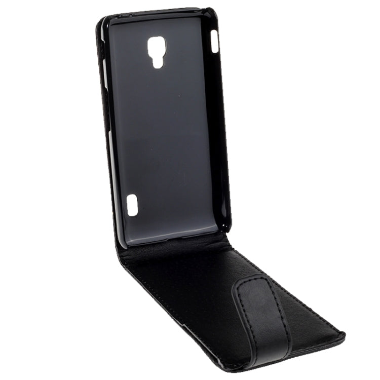 Vertical Flip Magnetic Snap Leather Case for LG Optimus F6 / D500 / D505(Black)