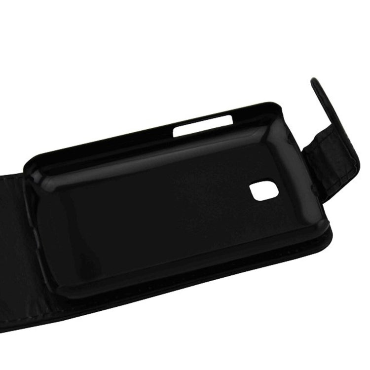 Vertical Flip Magnetic Snap Leather Case for LG Optimus L3II / E435(Black)