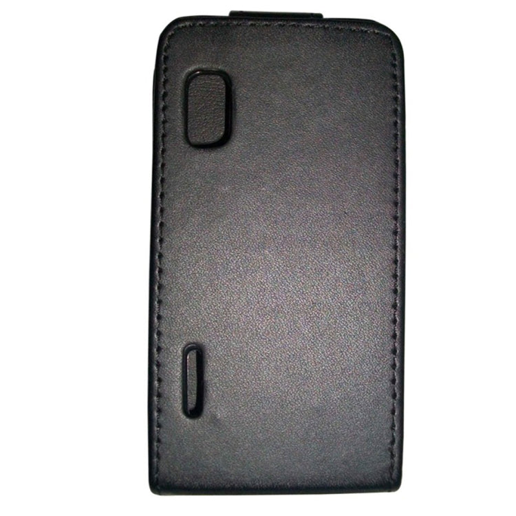 Vertical Flip Magnetic Snap Leather Case for LG Optimus L5 / E610(Black)