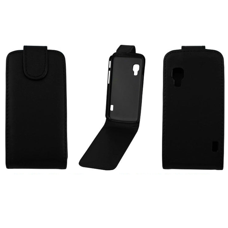 Vertical Flip Magnetic Snap Leather Case for LG Optimus L5 II / E460(Black)