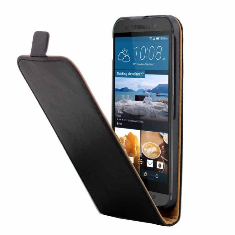 For HTC One M9 Vertical Flip Magnetic Button Leather Case