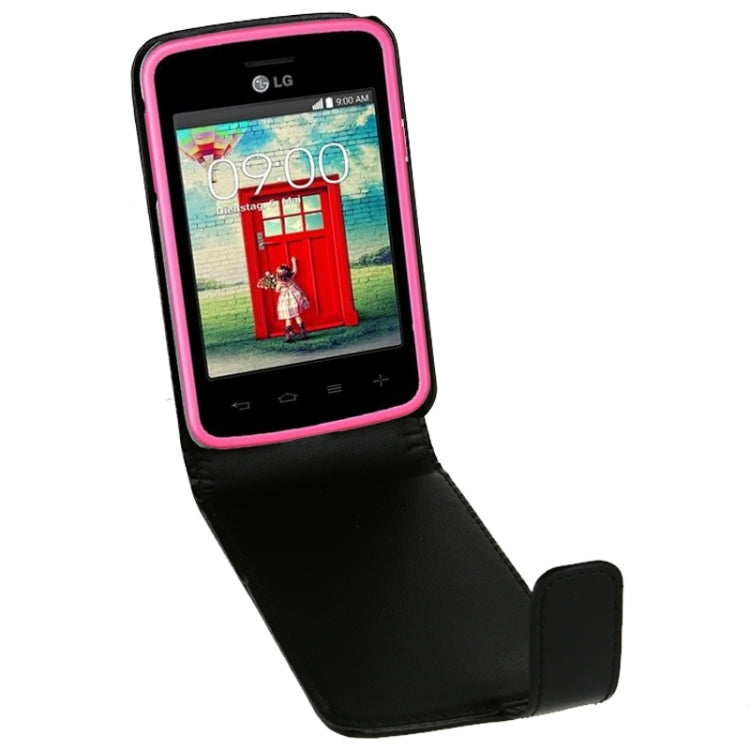 For LG L30 Vertical Flip Magnetic Snap Leather Case(Black)