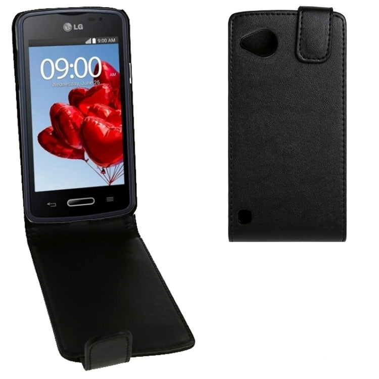 For LG L50 / D213N Vertical Flip Magnetic Snap Leather Case(Black)