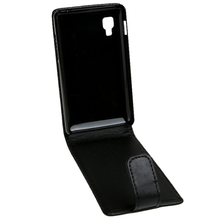 For LG Optimus L4II / E440 Vertical Flip Magnetic Snap Leather Case(Black)