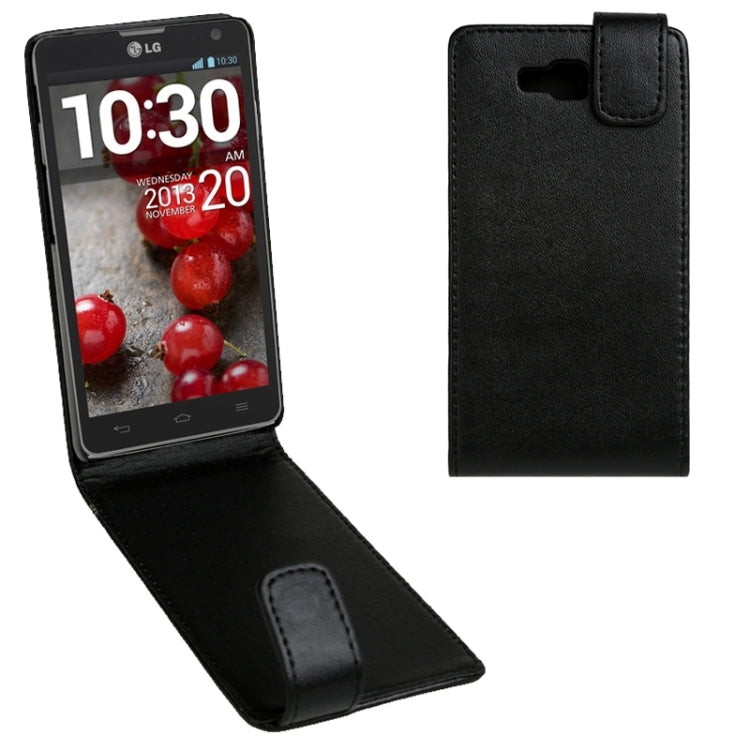 Vertical Flip Magnetic Snap Leather Case for LG Optimus L9II / D605(Black)