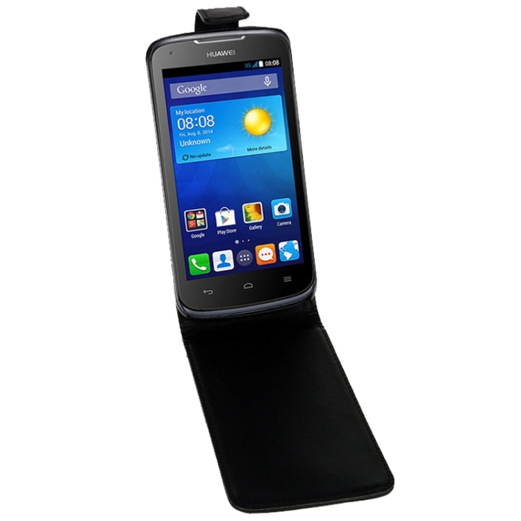 Vertical Flip Magnetic Snap Leather Case for Huawei Ascend Y520(Black)