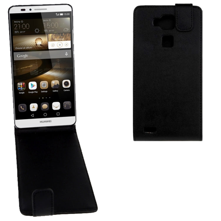 Vertical Flip Magnetic Snap Leather Case for Huawei Ascend Mate 7(Black)