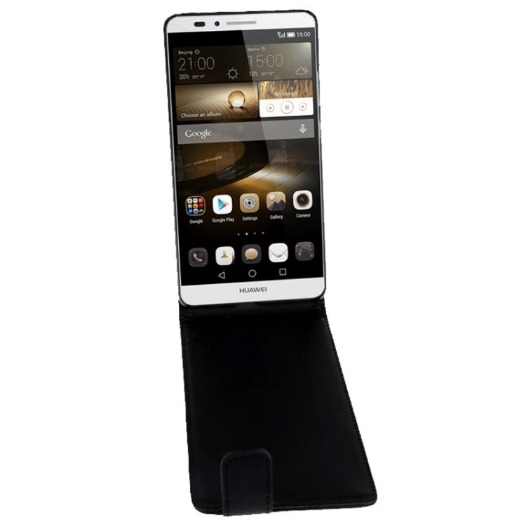Vertical Flip Magnetic Snap Leather Case for Huawei Ascend Mate 7(Black)
