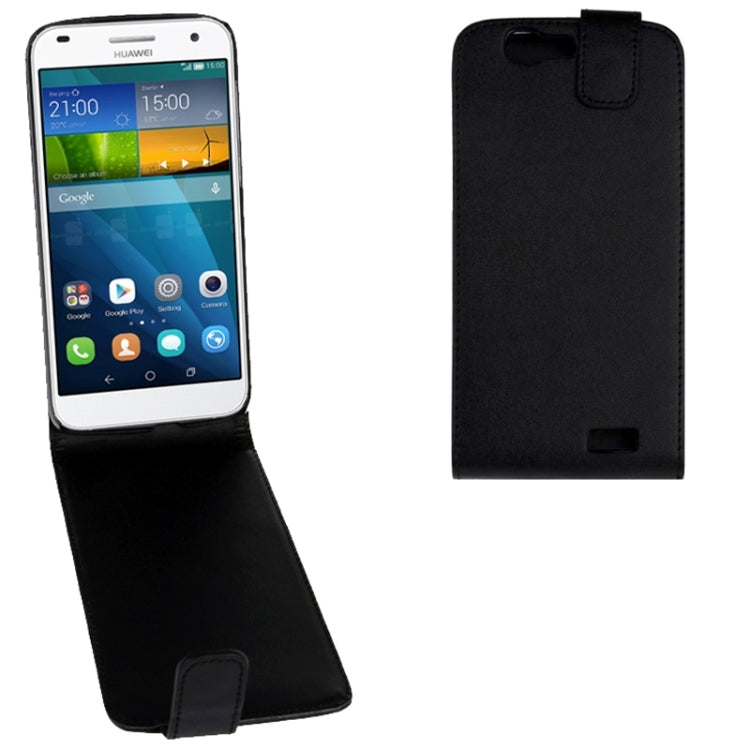 Vertical Flip Magnetic Snap Leather Case for Huawei Ascend G7(Black)