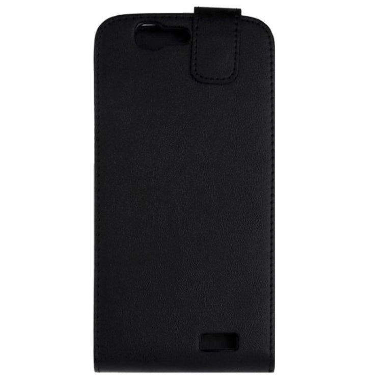 Vertical Flip Magnetic Snap Leather Case for Huawei Ascend G7(Black)