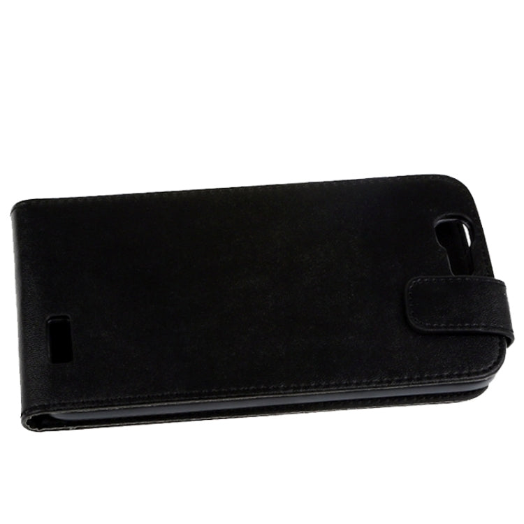 Vertical Flip Magnetic Snap Leather Case for Huawei Ascend G7(Black)