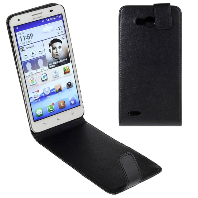 Vertical Flip Magnetic Snap Leather Case for Huawei Honor 3X / G750(Black)