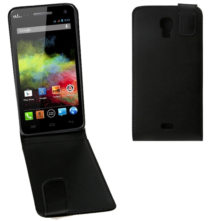 Vertical Flip Magnetic Snap Leather Case for Wiko Bloom(Black)