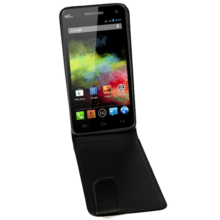 Vertical Flip Magnetic Snap Leather Case for Wiko Bloom(Black)