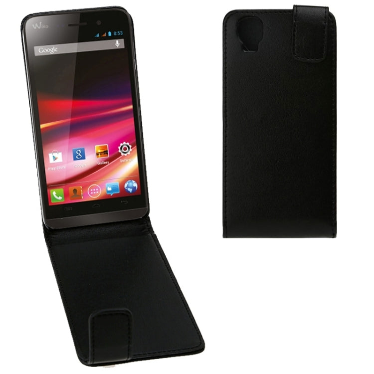 Vertical Flip Magnetic Snap Leather Case for Wiko Fizz(Black)