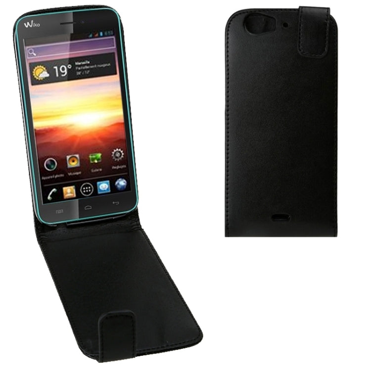 Vertical Flip Magnetic Snap Leather Case for Wiko Full(Black)