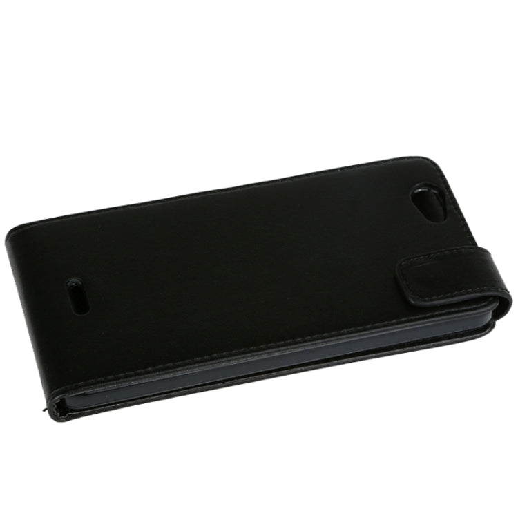Vertical Flip Magnetic Snap Leather Case for Wiko Getaway(Black)