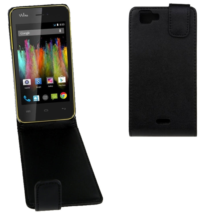 Vertical Flip Magnetic Snap Leather Case for Wiko Kite 4G(Black)