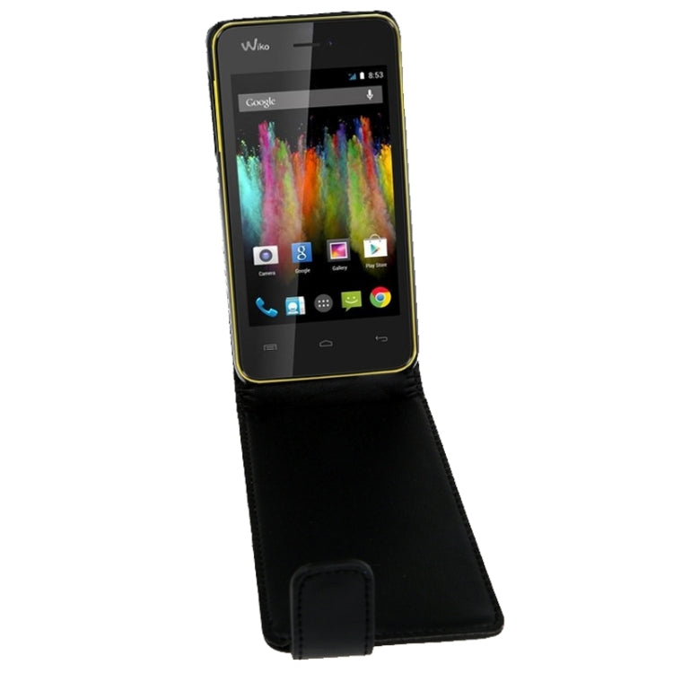 Vertical Flip Magnetic Snap Leather Case for Wiko Kite 4G(Black)
