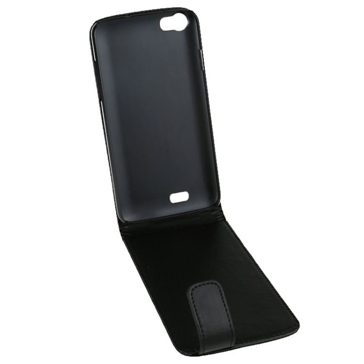 Vertical Flip Magnetic Snap Leather Case for Wiko Lenny(Black)