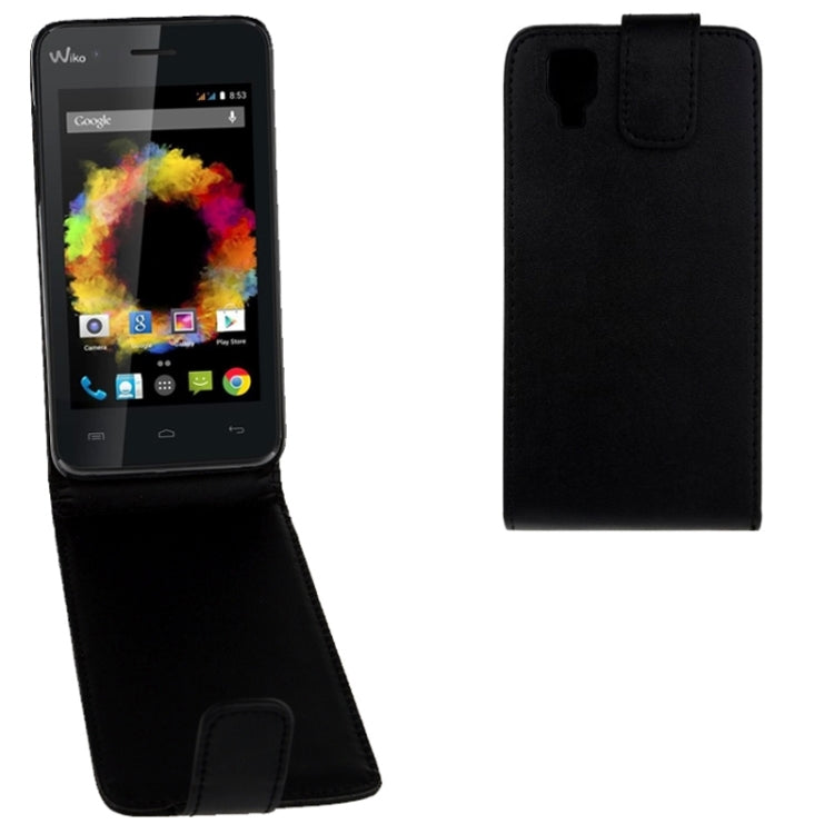 Vertical Flip Magnetic Snap Leather Case for Wiko Sunset(Black)