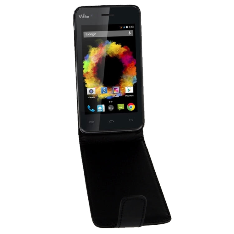 Vertical Flip Magnetic Snap Leather Case for Wiko Sunset(Black)