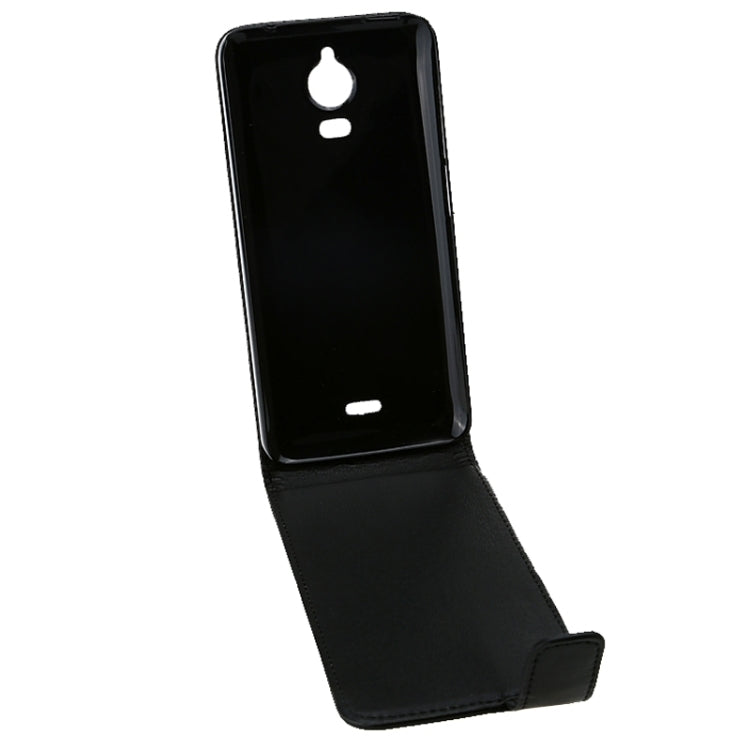 Vertical Flip Magnetic Snap Leather Case for Wiko Wax(Black)