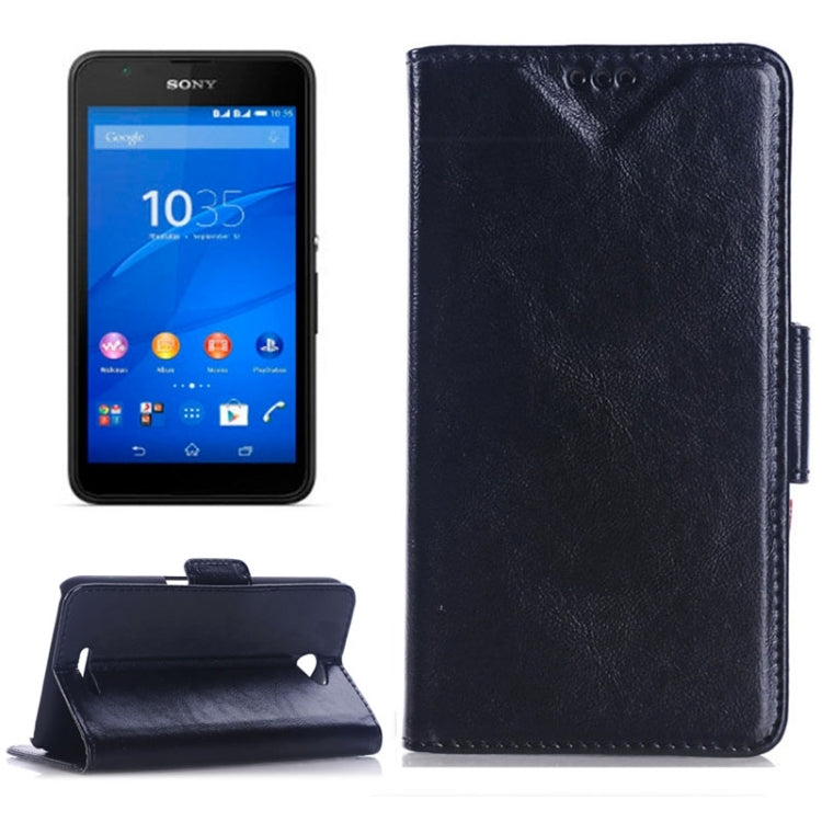 Oil Skin Texture Horizontal Flip Leather Case with Holder & Card Slots & Wallet & Side Chains for Sony Xperia E4