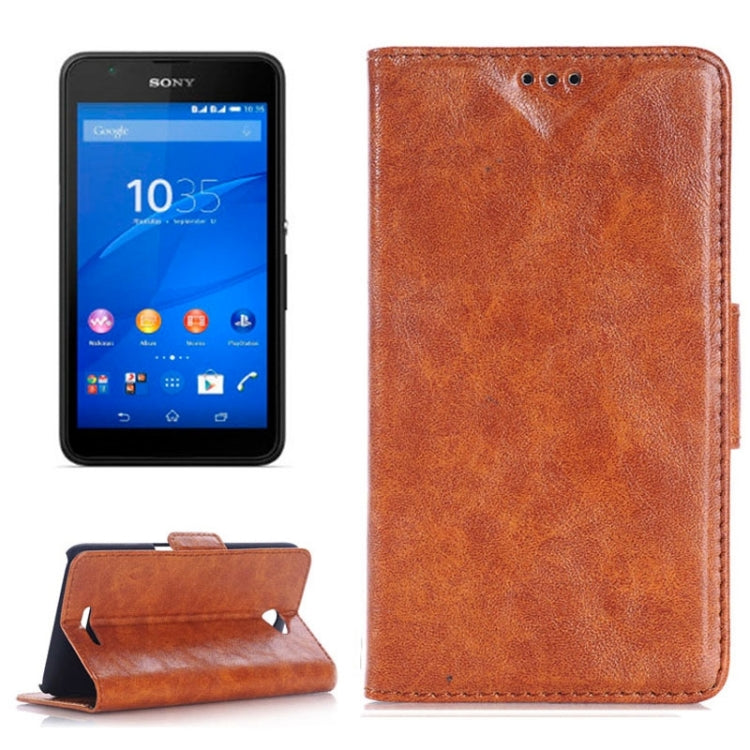 Oil Skin Texture Horizontal Flip Leather Case with Holder & Card Slots & Wallet & Side Chains for Sony Xperia E4