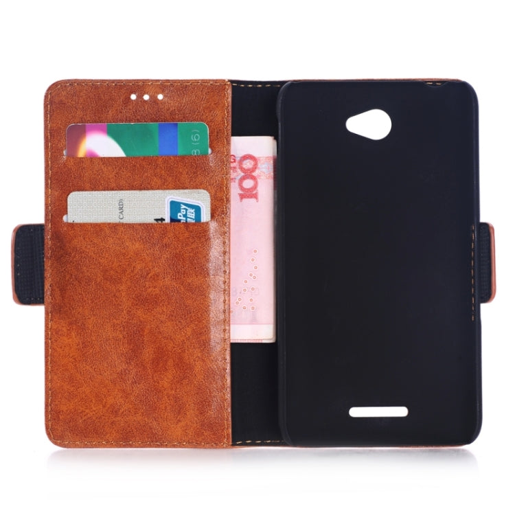 Oil Skin Texture Horizontal Flip Leather Case with Holder & Card Slots & Wallet & Side Chains for Sony Xperia E4