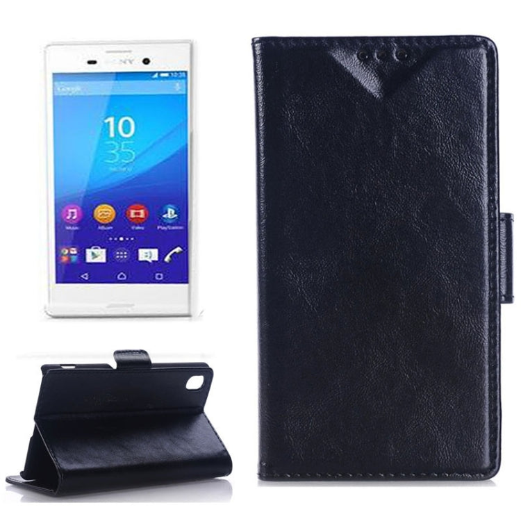 Oil Skin Texture Horizontal Flip Leather Case with Holder & Card Slots & Wallet & Side Chains for Sony Xperia M4 Aqua