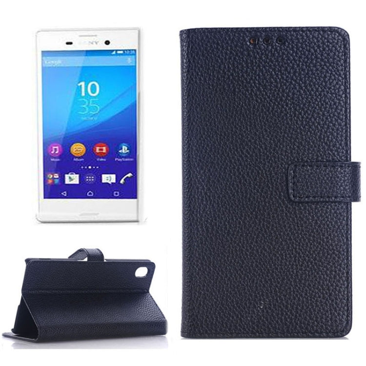 Litchi Texture Horizontal Flip Leather Case with Holder & Card Slots & Wallet & Side Chains for Sony Xperia M4 Aqua