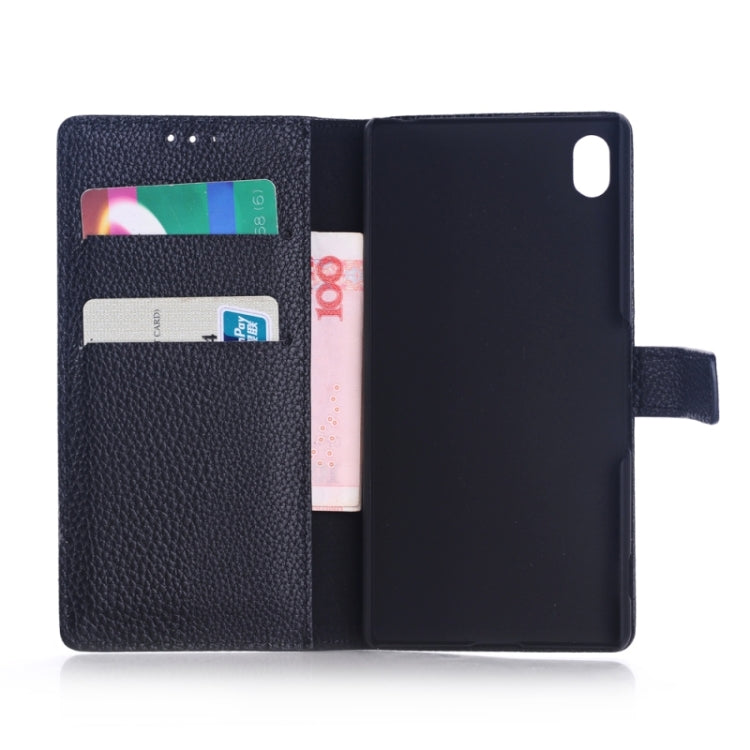 Litchi Texture Horizontal Flip Leather Case with Holder & Card Slots & Wallet & Side Chains for Sony Xperia M4 Aqua