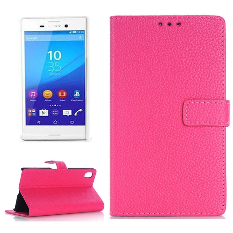 Litchi Texture Horizontal Flip Leather Case with Holder & Card Slots & Wallet & Side Chains for Sony Xperia M4 Aqua
