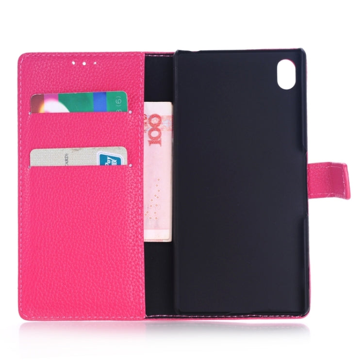 Litchi Texture Horizontal Flip Leather Case with Holder & Card Slots & Wallet & Side Chains for Sony Xperia M4 Aqua