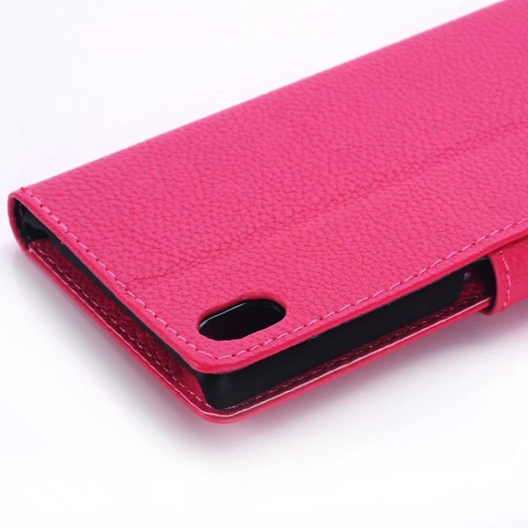 Litchi Texture Horizontal Flip Leather Case with Holder & Card Slots & Wallet & Side Chains for Sony Xperia M4 Aqua