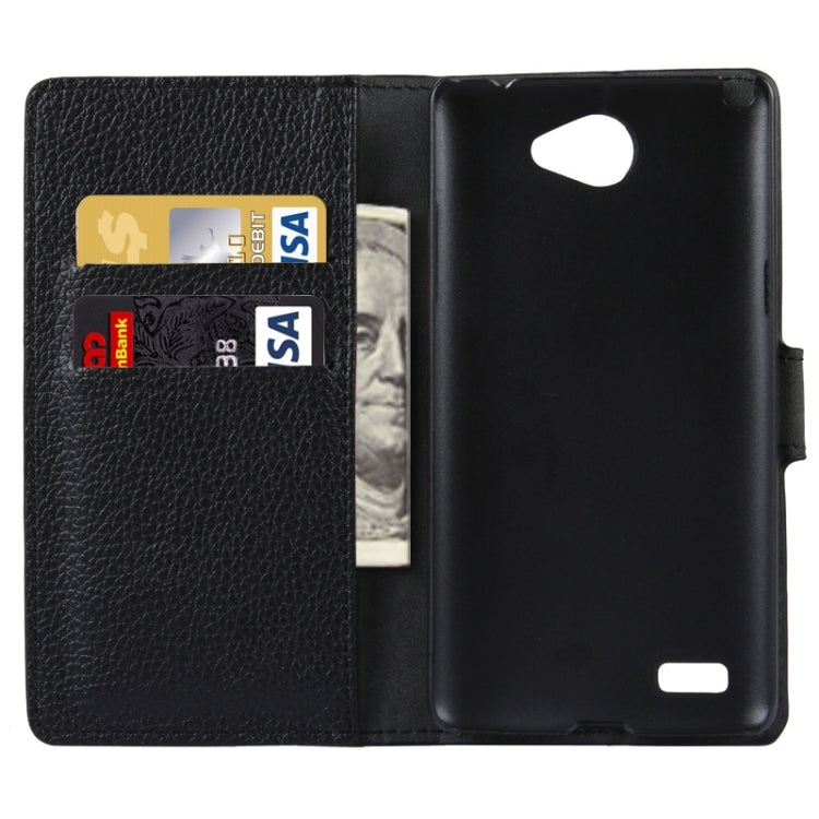 Litchi Texture Horizontal Flip Magnetic Buckle Leather Case with Holder & Card Slots & Wallet for LG L Bello II(Black)
