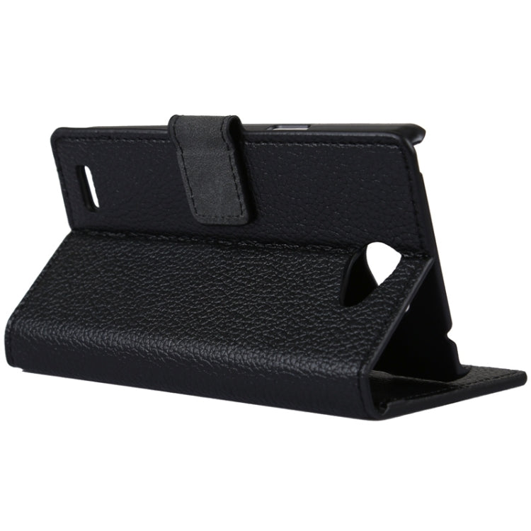 Litchi Texture Horizontal Flip Magnetic Buckle Leather Case with Holder & Card Slots & Wallet for LG L Bello II(Black)