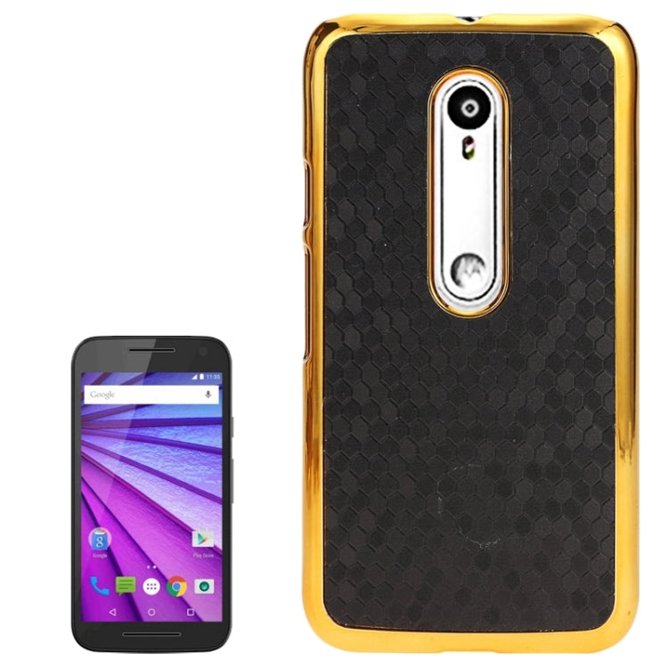 Electroplating Football Texture Leather Case for Motorola Moto G(3rd Gen.)(Black)