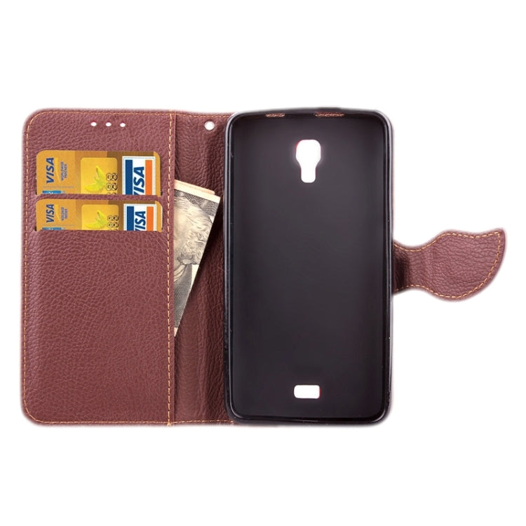 Leaf Magnetic Snap Litchi Texture Horizontal Flip Leather Case with Card Slots & Holder & Wallet & Lanyard for Wiko Bloom