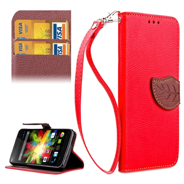 Leaf Magnetic Snap Litchi Texture Horizontal Flip Leather Case with Card Slots & Holder & Wallet & Lanyard for Wiko Bloom