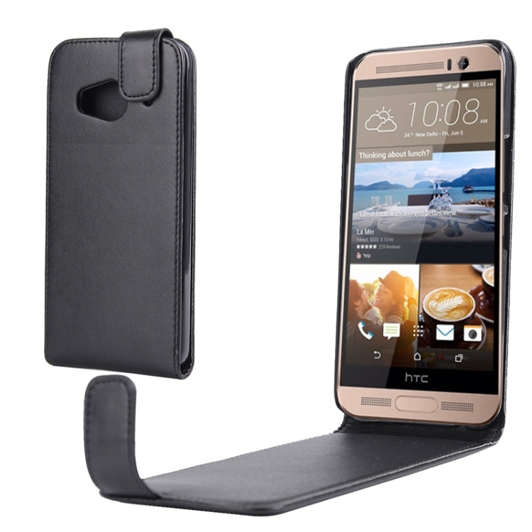 For HTC One Me Nappa Texture Vertical Flip Magnetic Snap Leather Case(Black)