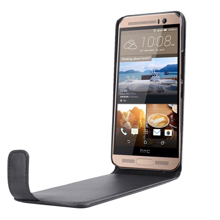 For HTC One Me Nappa Texture Vertical Flip Magnetic Snap Leather Case(Black)