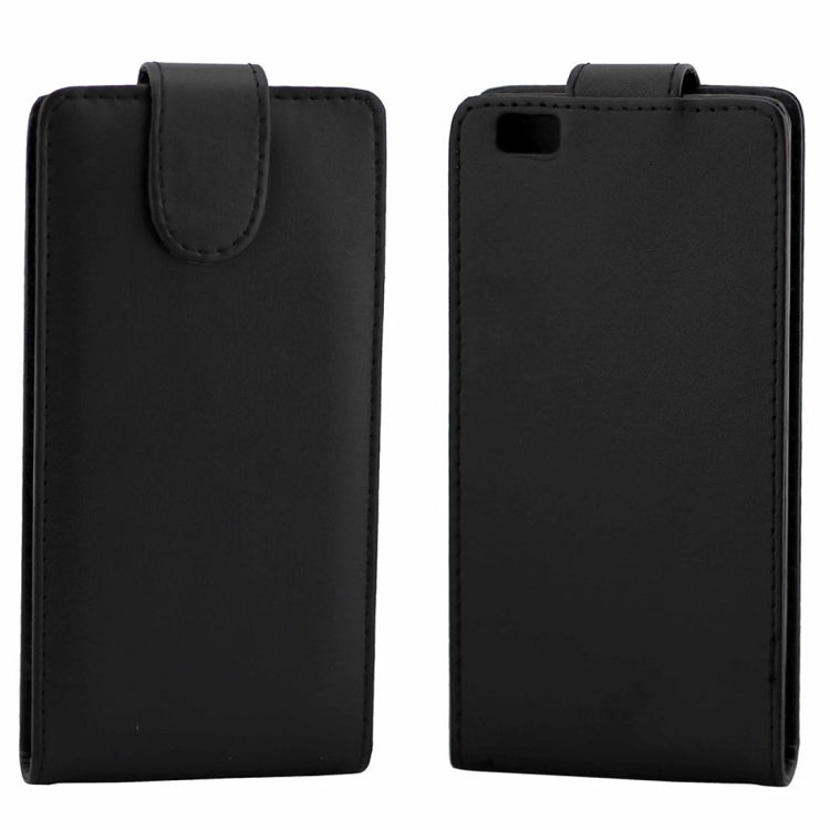 For Huawei  P8 Lite Nappa Texture Vertical Flip Magnetic Snap Leather Case(Black)