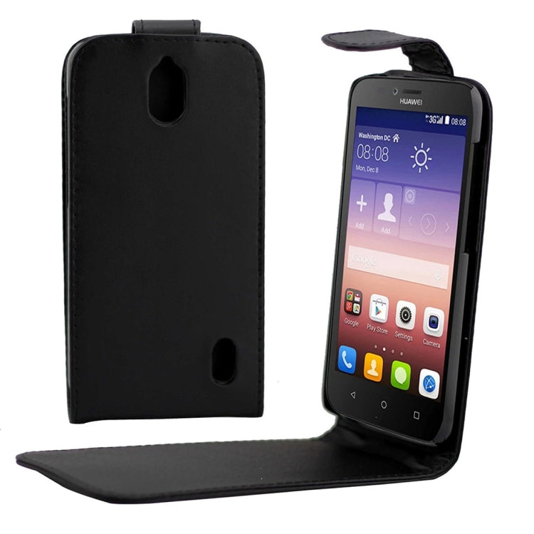 Nappa Texture Vertical Flip Magnetic Snap Leather Case for Huawei Ascend Y625(Black)
